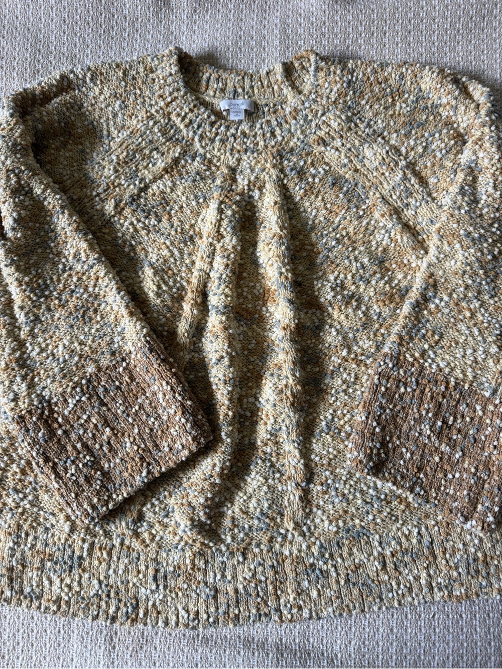 Cozy Women's Petite M J. Jill Tan & Yellow Sweater